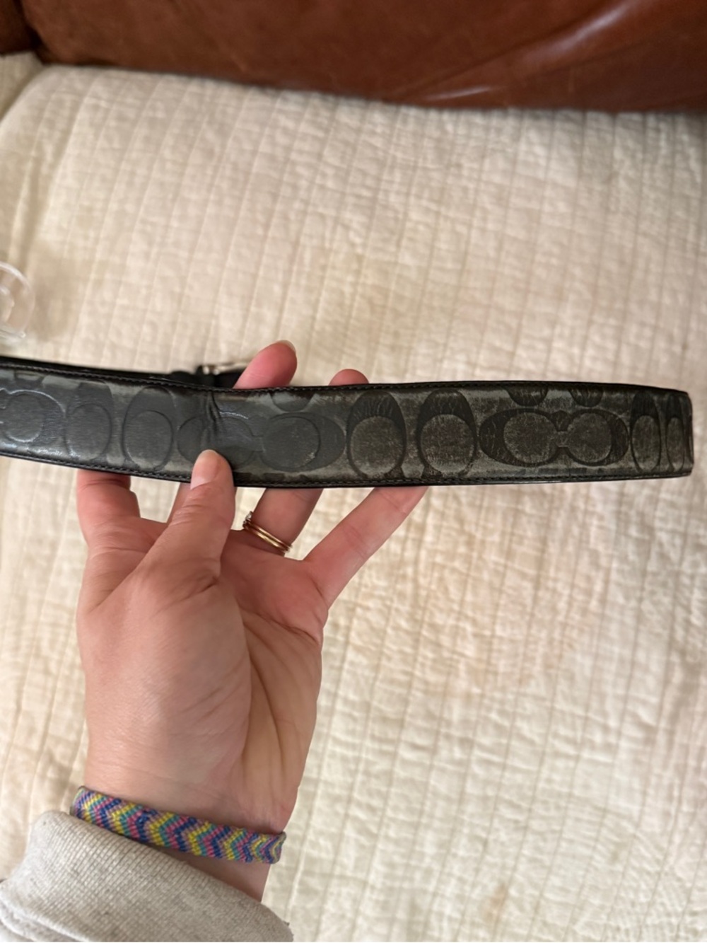 Coach Black Signature C Print Leather Belt